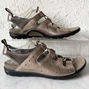 ECCO Jab Toggle Women's Size 9.5/41 Speedlace Metallic Gold Leather Slingback